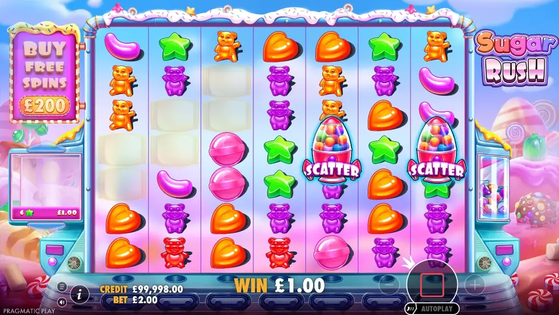 A spin of Sugar Rush in the demo