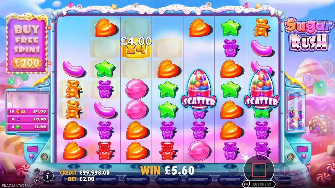 Symbols landing on a spin of Sugar Rush